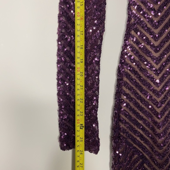 NWT Purple Sequin Stripe Open Back Dress Size S - Picture 8 of 17